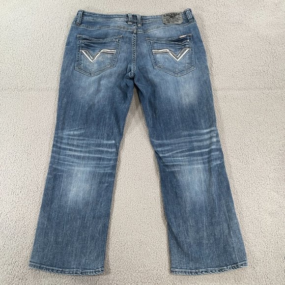 - Salvage Jeans Anarchy Straight Regular Fit 36S (36x30) Denim Buckle Dist… - Picture 7 of 9